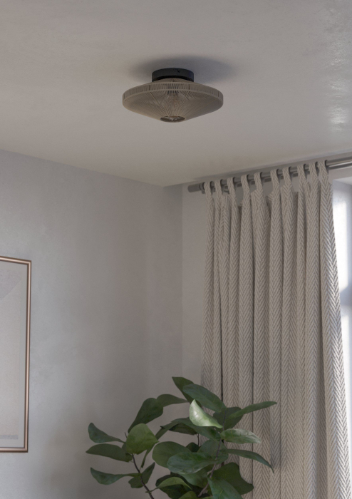 Plafoniera EGLO Midsumer 43998 E27 1X40W 220-240V,50/60Hz H 175mm x Ø380mm otel negru tesatura crem IP20 [2]