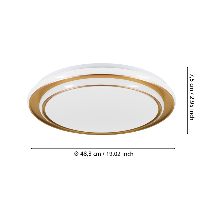 Plafoniera EGLO Moschetta 902045 LED 36W 2700K, 4000K, 6500K 4800lm 220-240V,50/60Hz H 70mm x Ø490mm otel gold plastic alb IP20 [4]