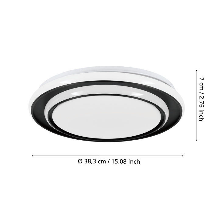 Plafoniera EGLO Moschetta 902046 LED 24W 2700K, 4000K, 6500K 2800lm 220-240V,50/60Hz H 70mm x Ø400mm otel negru plastic alb IP20 [4]