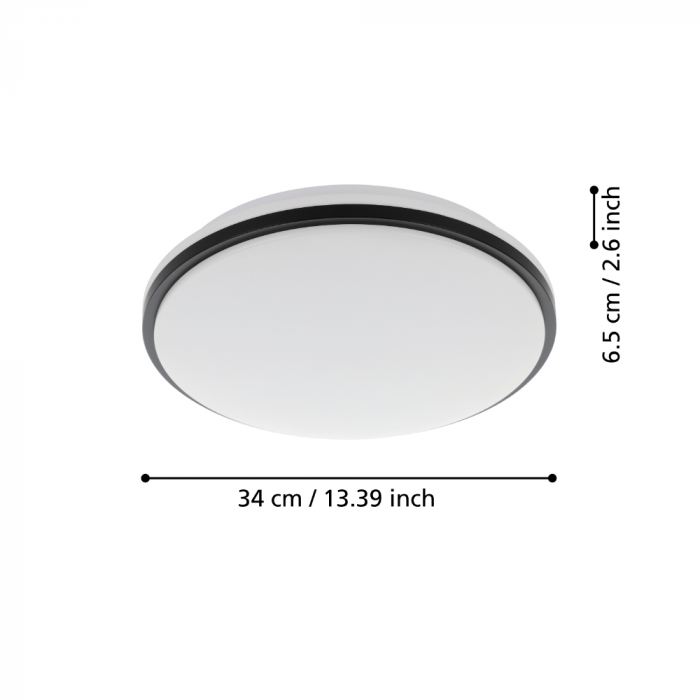 Plafoniera EGLO PINETTO 900366, LED 18W 1850lm 4000K IP44 Ø340, Alb, Negru [2]