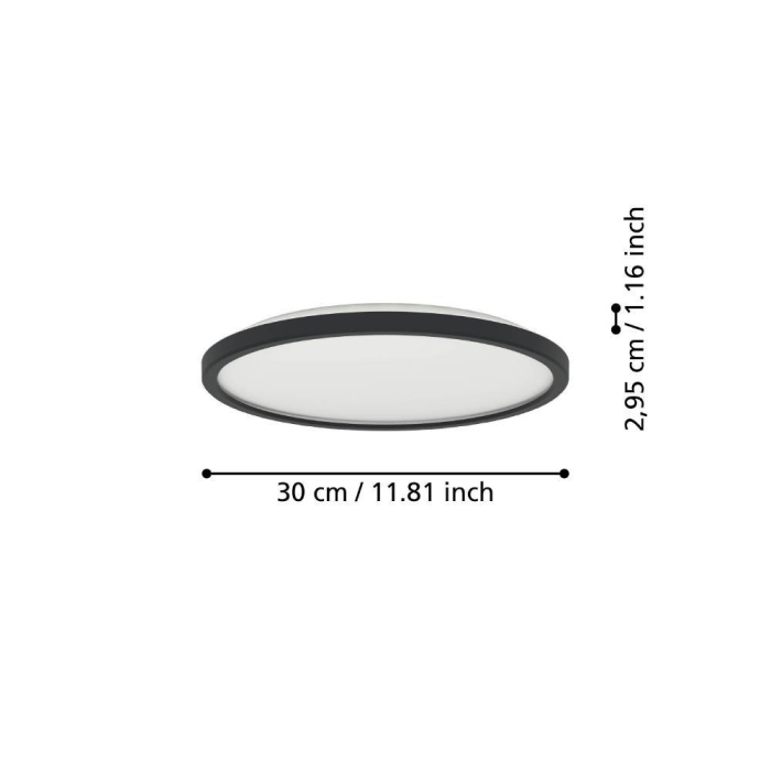 Plafoniera EGLO Rovito 901438 LED 13,9W 2700K, 4000K, 6500K 1750lm 220-240V,50/60Hz H 30mm x Ø300mm plastic negru plastic alb IP44 [3]
