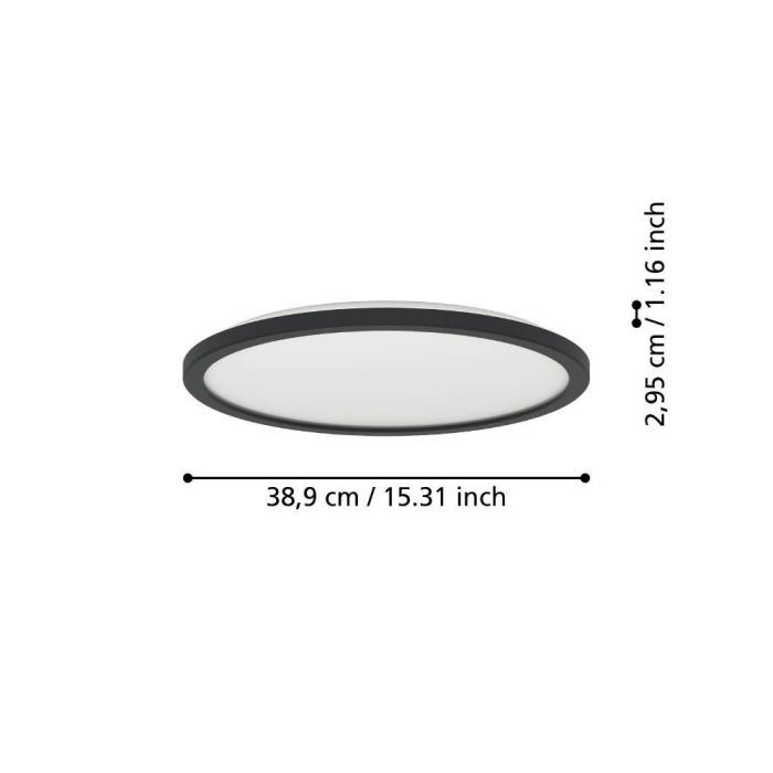 Plafoniera EGLO Rovito 901439 LED 18,5W 2700K, 4000K, 6500K 2300lm 220-240V,50/60Hz H 30mm x Ø389mm plastic negru plastic alb IP44 [3]