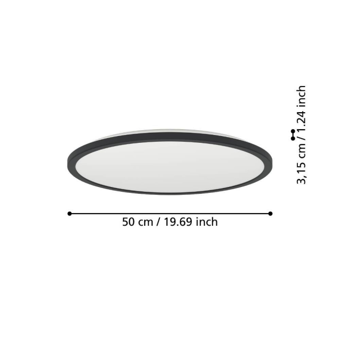 Plafoniera EGLO Rovito 901441 LED 16,8W 2700K, 4000K, 6500K 2900lm 220-240V,50/60Hz H 32mm x Ø500mm plastic negru plastic alb IP44 [4]