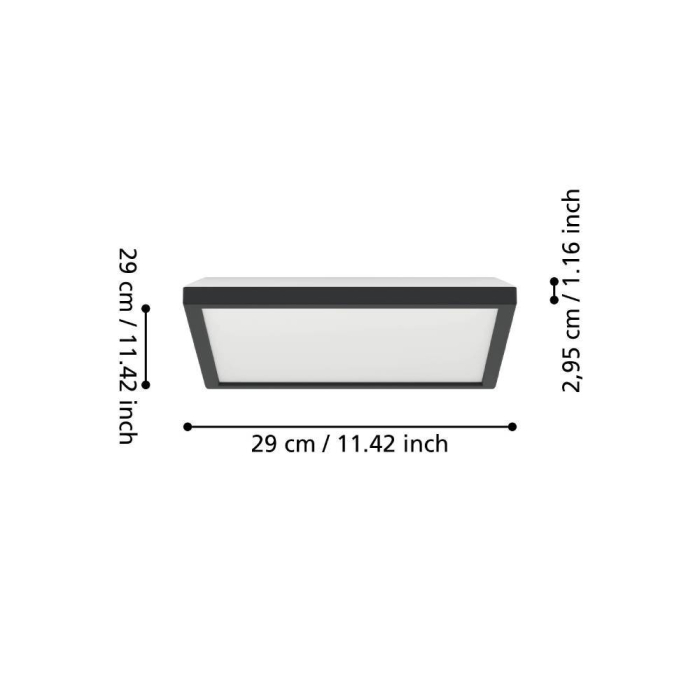 Plafoniera EGLO Rovito 901442 LED 13,4W 2700K, 4000K, 6500K 1780lm 220-240V,50/60Hz L 290mm x l 290mm x H 30mm plastic negru plastic alb IP44 [3]