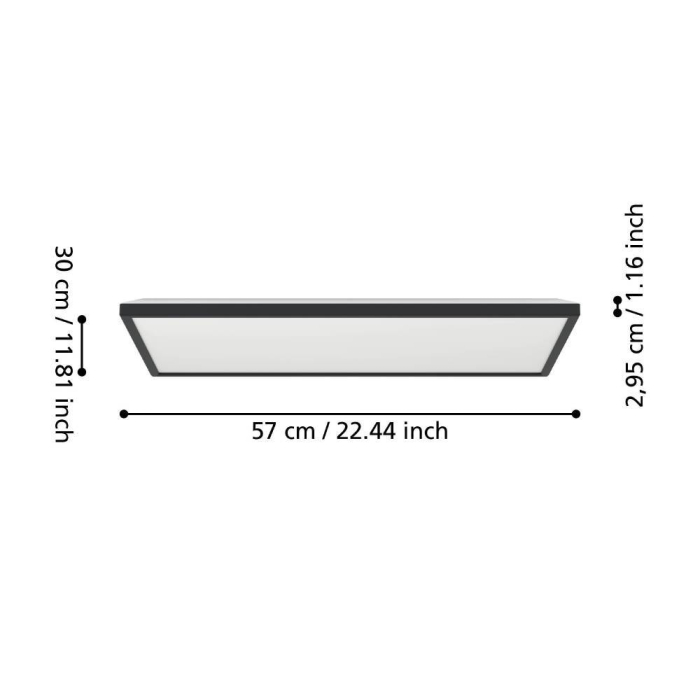 Plafoniera EGLO Rovito 901445 LED 17,2W 2700K, 4000K, 6500K 2580lm 220-240V,50/60Hz L 570mm x l 300mm x H 30mm plastic negru plastic alb IP44 [3]