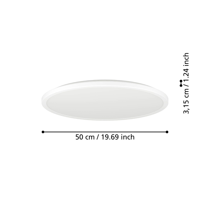 Plafoniera EGLO Rovito 901448 LED 16,8W 2700K, 4000K, 6500K 2900lm 220-240V,50/60Hz H 32mm x Ø500mm plastic alb plastic alb IP44 [6]