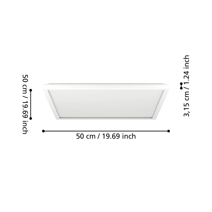 Plafoniera EGLO Rovito 901452 LED 17W 2700K, 4000K, 6500K 2800lm 220-240V,50/60Hz L 500mm x l 500mm x H 32mm plastic alb plastic alb IP44 [6]