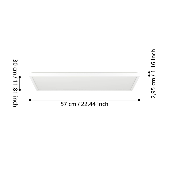 Plafoniera EGLO Rovito 901453 LED 17,2W 2700K, 4000K, 6500K 2580lm 220-240V,50/60Hz L 570mm x l 300mm x H 30mm plastic alb plastic alb IP44 [6]