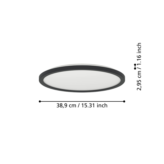 Plafoniera EGLO Rovito-R 901454 LED 18,5W 2700-6500K 2300lm 220-240V,50/60Hz H 30mm x Ø389mm plastic negru plastic alb IP44 [6]