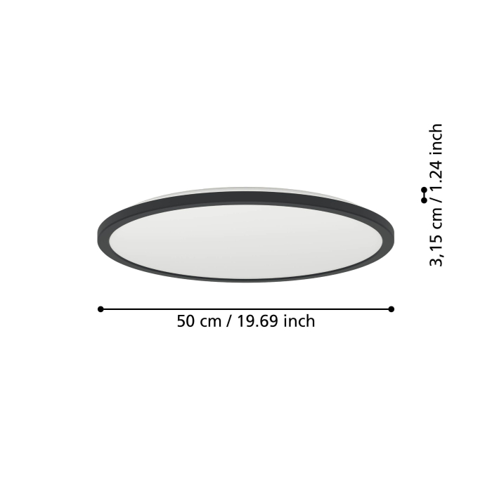 Plafoniera EGLO Rovito-R 901455 LED 16,8W 2700-6500K 2900lm 220-240V,50/60Hz H 32mm x Ø500mm plastic negru plastic alb IP44 [6]