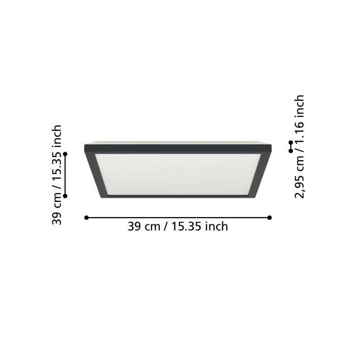Plafoniera EGLO Rovito-R 901456 LED 17,6W 2700-6500K 2400lm 220-240V,50/60Hz L 390mm x l 390mm x H 30mm plastic negru plastic alb IP44 [6]
