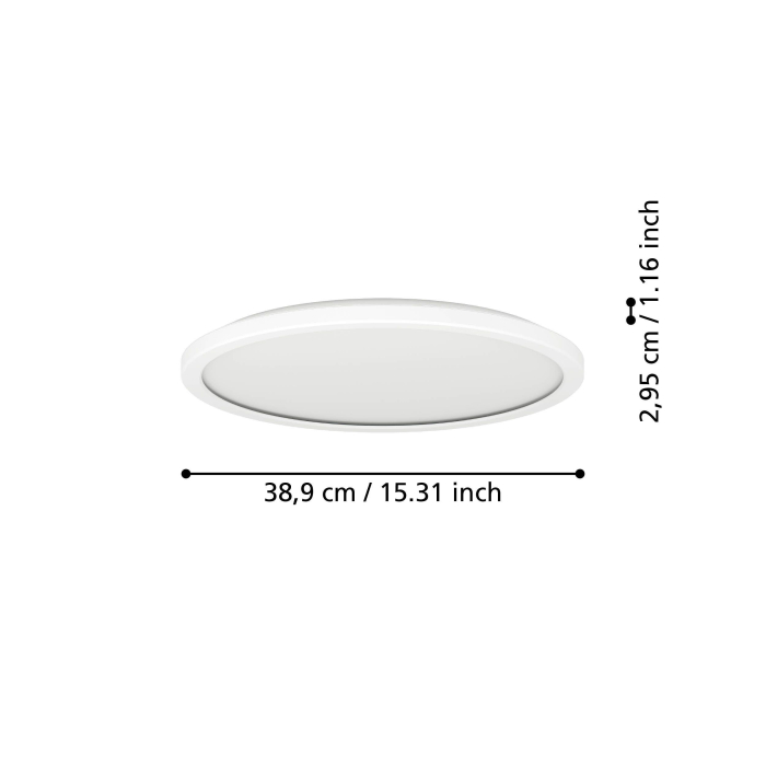 Plafoniera EGLO Rovito-R 901458 LED 18,5W 2700-6500K 2300lm 220-240V,50/60Hz H 30mm x Ø389mm plastic alb plastic alb IP44 [6]