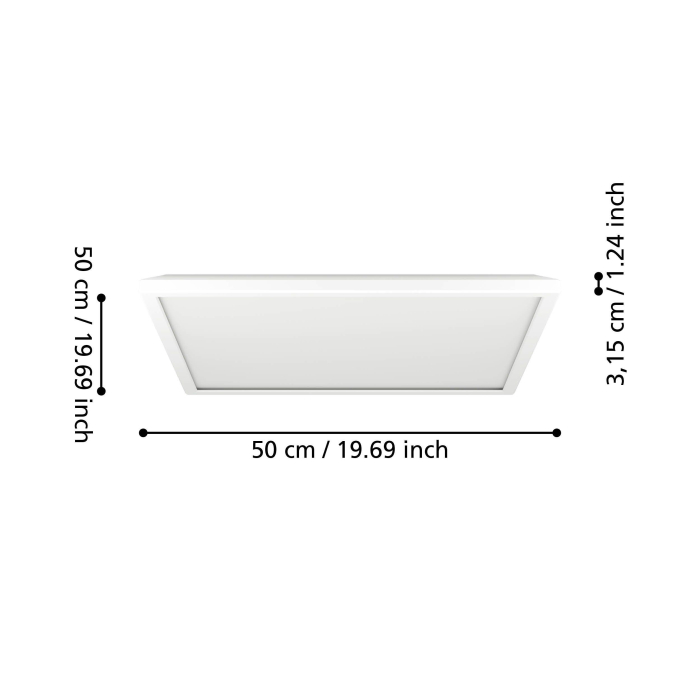 Plafoniera EGLO Rovito-R 901462 LED 17W 2700-6500K 2800lm 220-240V,50/60Hz L 500mm x l 500mm x H 32mm plastic alb plastic alb IP44 [6]
