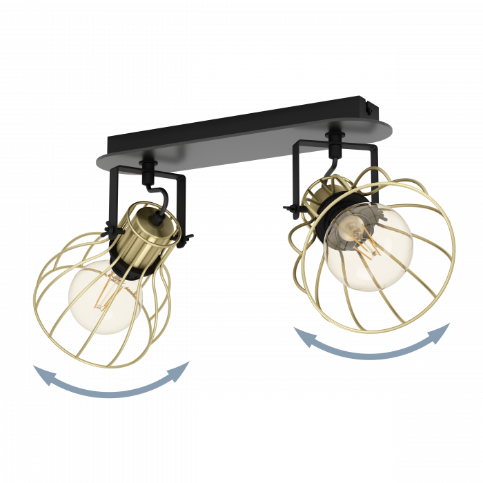Plafoniera EGLO Sambatello E27 2x40W  lm Otel/Lemn Black/Brass IP20 [2]