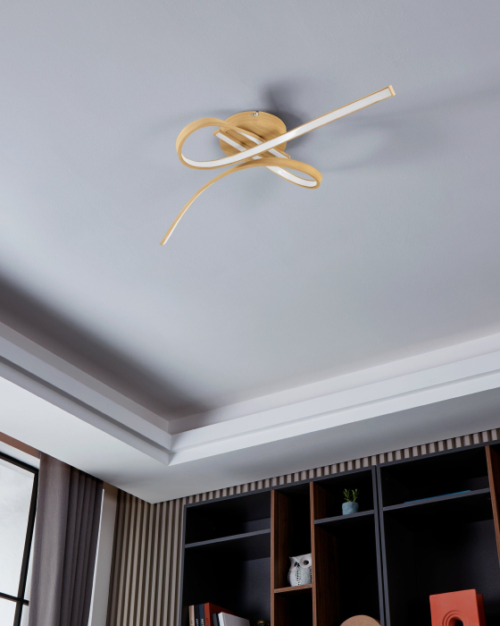 Plafoniera EGLO Selvina 2 901103 LED 20,5W 3000K 2900lm 220-240V,50/60Hz L 680mm x l 280mm x H 140mm aluminiu/otel maro deschis plastic alb IP20 [2]