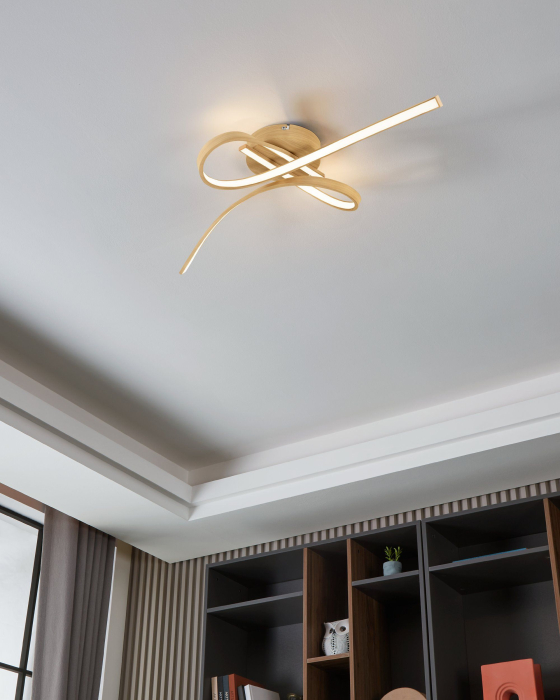 Plafoniera EGLO Selvina 2 901103 LED 20,5W 3000K 2900lm 220-240V,50/60Hz L 680mm x l 280mm x H 140mm aluminiu/otel maro deschis plastic alb IP20 [6]