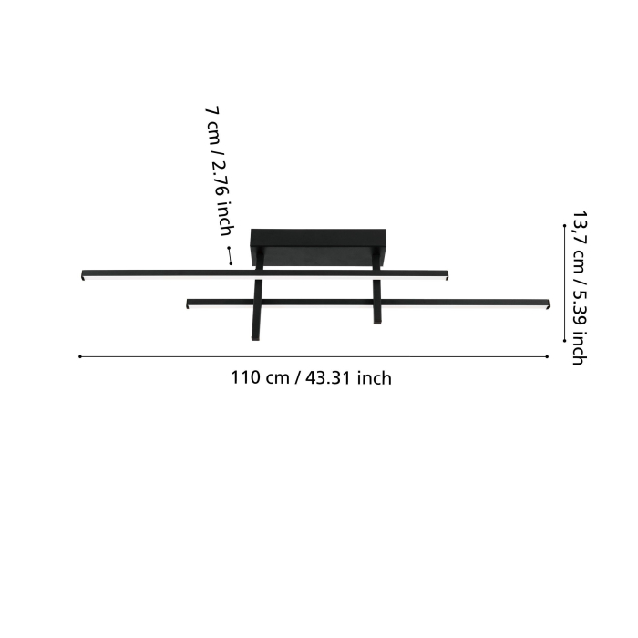 Plafoniera EGLO Trepiliano 901884 LED 20W 3000K 2500lm 220-240V,50/60Hz L 1100mm x l 70mm x H 140mm aluminiu/otel negru plastic alb IP20 [4]
