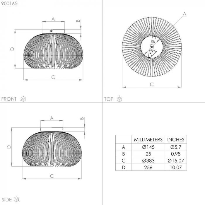 Plafoniera EGLO Venezuela 900165 E27 1X40W 220-240V,50/60Hz H 250mm x Ø385mm otel negru/gold  IP20 [3]