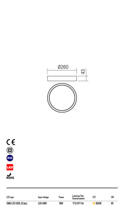 Plafoniera exterior Redo PONZA 90155 LED 16W h43 Ø260 877lm 3000K IP65 Nedimabil Gri Inchis [2]