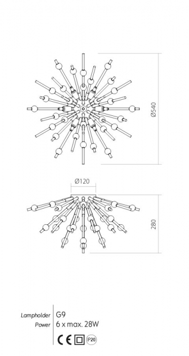 Plafoniera Incanti Genesi IGN CL6 10 50 G9 6x28W Metal CHROME IP20 [2]