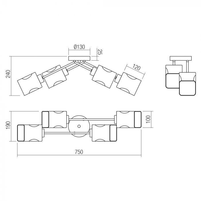 Plafoniera Merida 02-987, 4 x E14, aurie [2]