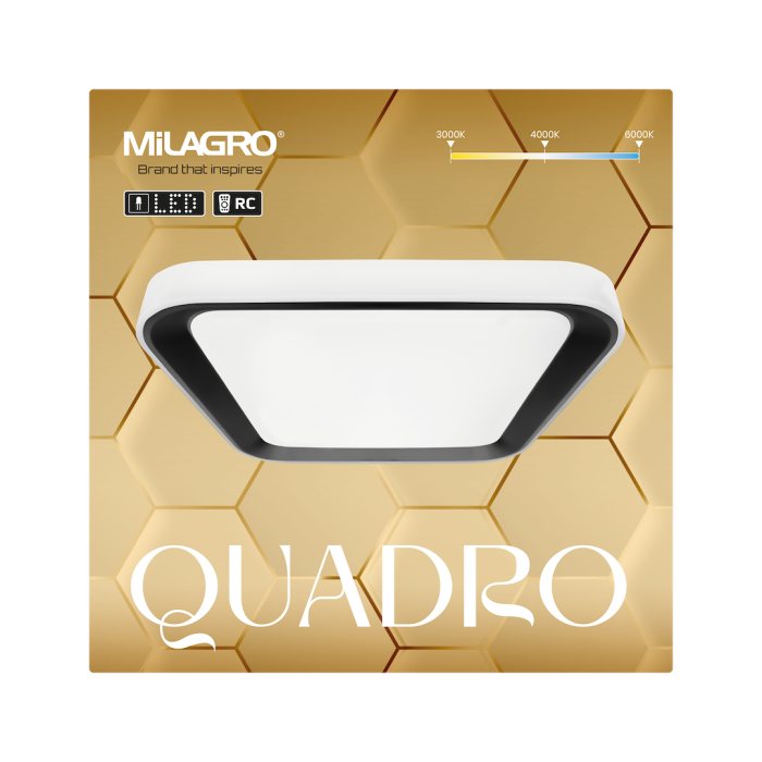 Plafoniera Milagro Quadro LED 38W 4000Lm 3000K/6000K 230V Black Metal & Plastic IP20 [5]