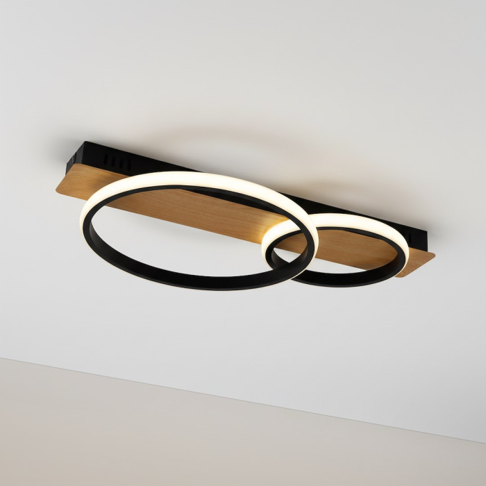 Plafoniera Milagro Rowena LED 14W 730 lm 4000K 230V Black & Wood Metal IP20 [6]