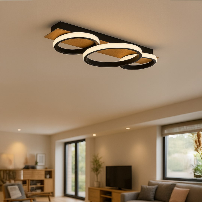 Plafoniera Milagro Rowena LED 18W 1030 lm 4000K 230V Black & Wood Metal IP20 [3]