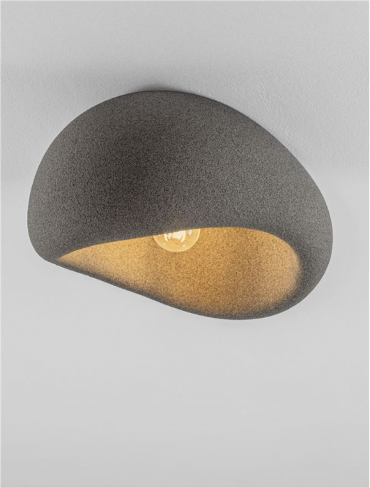 Plafoniera Nova Luce 9002677 AERE E27 1x12W  Polyurethane & Resin Stone Gray 400mm x 320mm IP20 [5]
