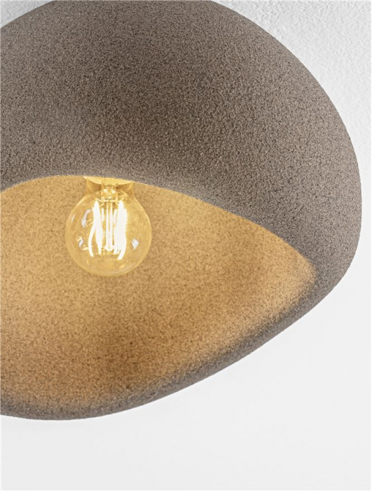 Plafoniera Nova Luce 9002678 AERE E27 1x12W  Polyurethane & Resin Stone Brown 400mm x 320mm IP20 [2]