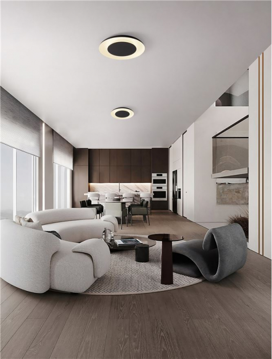 Plafoniera Nova Luce EPOS 9345705 Triac Dimmable Sandy Black & White Metal & Polycarbonate LED 38W 2200lm 2700K+4000K IP20 [2]