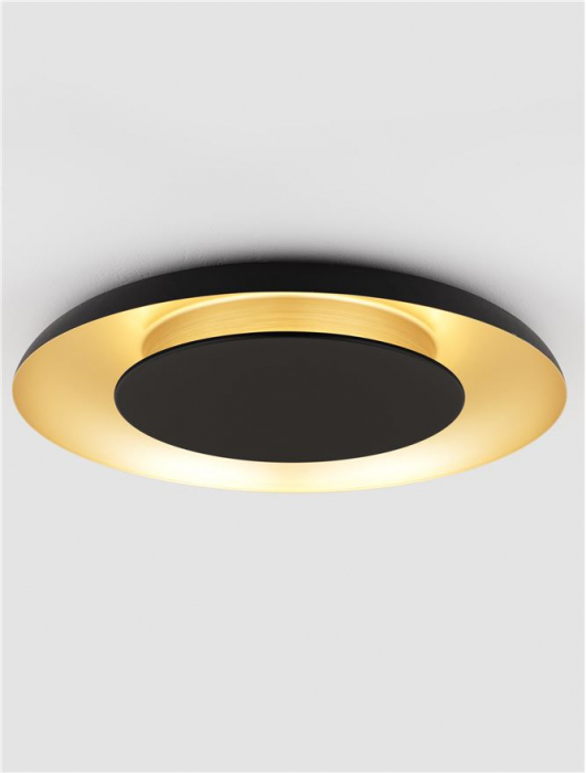 Plafoniera Nova Luce EPOS 9345707 Triac Dimmable Sandy Black & Brushed Gold Aluminium, Metal & Polycarbonate LED 38W 2200lm 2700K+4000K IP20 [4]