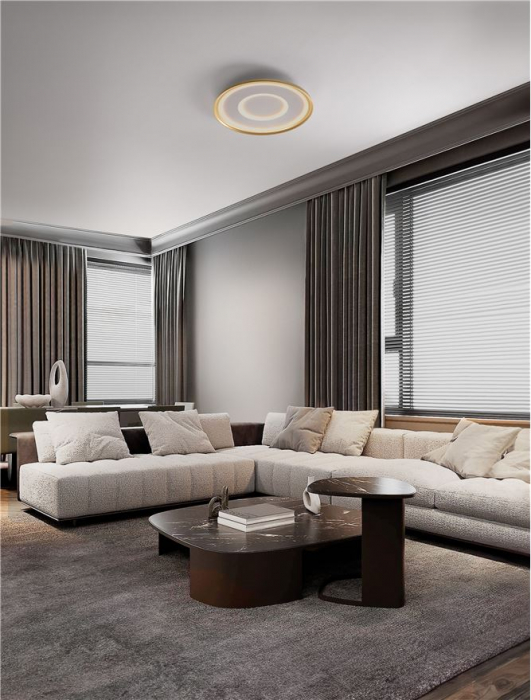 Plafoniera Nova Luce FIGIN 9248179 Dimmable by Remote Control CCT Sandy Gold Steel, Aluminium & Acrylic LED 40W 2244lm 2700K-5000K IP20 [2]