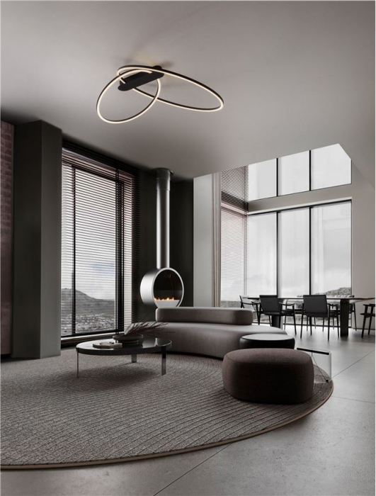 Plafoniera Nova Luce KIKLOS 9248171 Triac Dimmable Sandy Black Steel, Aluminium & Silicone LED 42W 1923lm 3000K IP20 [2]