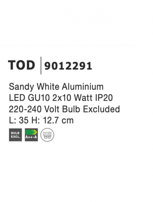 Plafoniera Nova Luce TOD GU10 2X10W   Sandy White Aluminium  IP20 [7]