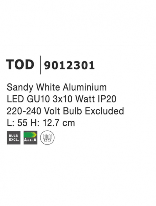Plafoniera Nova Luce TOD GU10 3X10W   Sandy White Aluminium  IP20 [11]