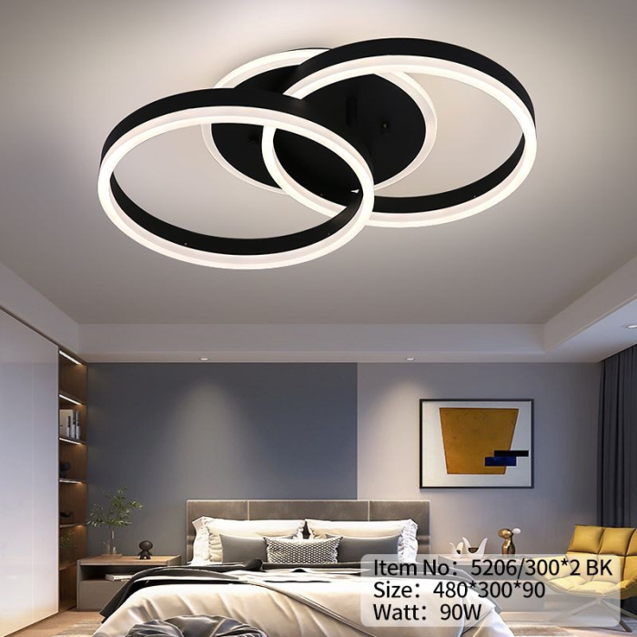 Plafoniera OEM LED integrat 90W 3000lm CCT (3000K+4000K+6500K) Metal+Acril Black  480×300×90mm [2]