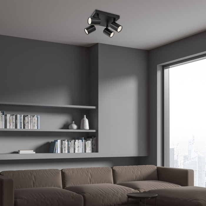 Plafoniera Rabalux Rogelio GU10 4X MAX 5W  metal aluminiu negru mat IP20 [6]