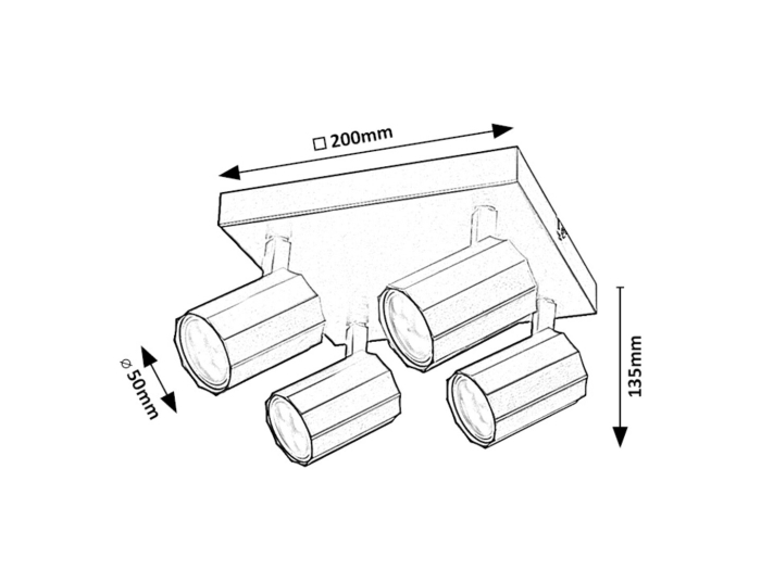 Plafoniera Rabalux Rogelio GU10 4X MAX 5W  metal aluminiu negru mat IP20 [5]