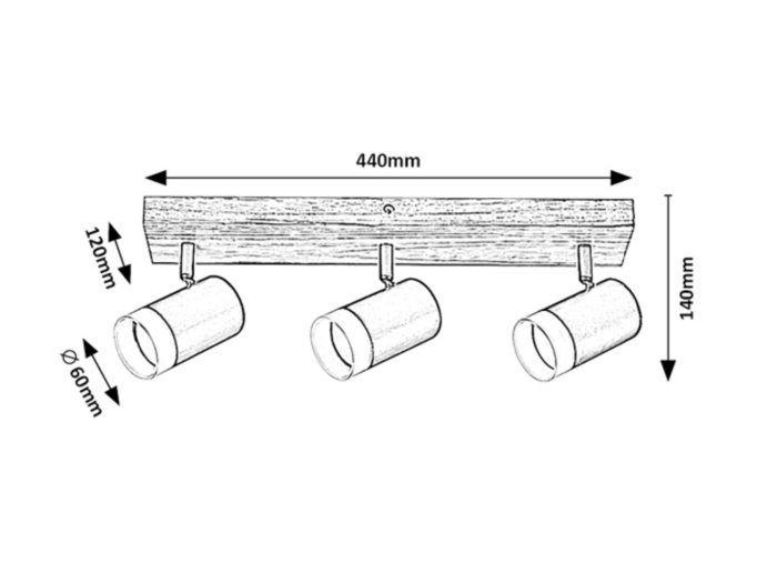 Plafoniera Rabalux Toras GU10 GU10 3X MAX 5W   lemn wood stil scandinav 230V, 50Hz IP20 73123 [6]