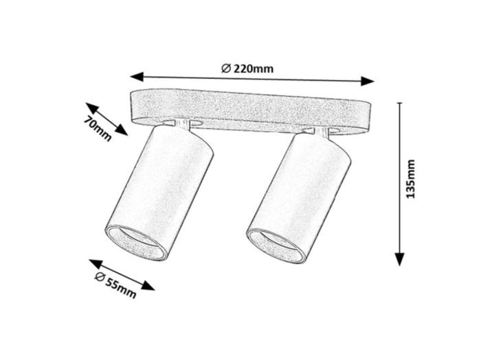Plafoniera Rabalux Yorli GU10 2x MAX 7W  aluminiu plastic negru IP20 [2]