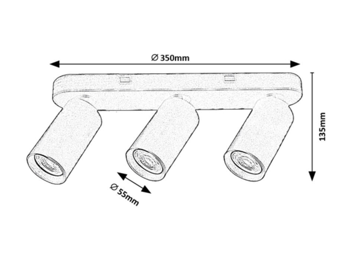 Plafoniera Rabalux Yorli GU10 3x MAX 7W  aluminiu plastic negru IP20 [2]
