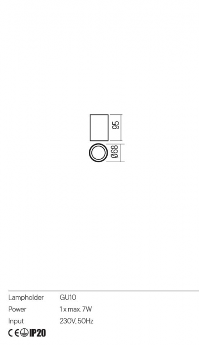 Plafoniera REDO CORINTH 01-3422 GU10 1x7W    Aluminiu Extrudat Alb Mat IP20 [2]
