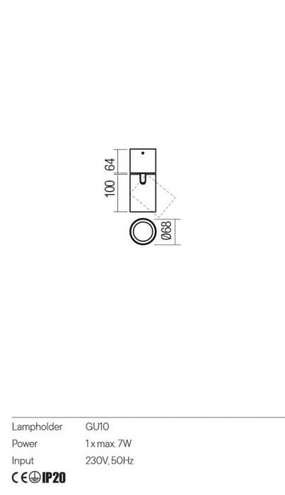 Plafoniera REDO CORINTH 01-3430 GU10 1x7W    Aluminiu Extrudat Negru Mat IP20 [2]