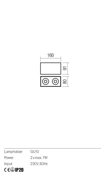 Plafoniera REDO CORINTH 01-3436 GU10 2x7W    Aluminiu Extrudat Negru Mat IP20 [2]