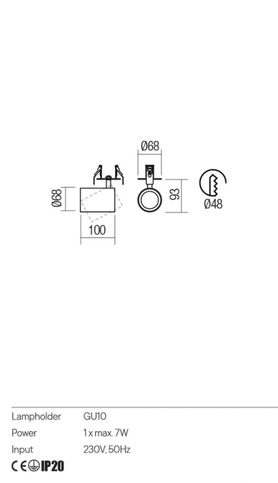 Plafoniera REDO CORINTH 01-3439 GU10 1x7W    Aluminiu Extrudat Negru Mat IP20 [2]