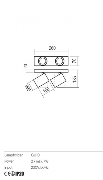 Plafoniera REDO CORINTH 01-3442 GU10 1x7W    Aluminiu Extrudat Negru Mat IP20 [2]