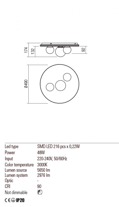 Plafoniera Redo CORUM 01-2657 Alb mat LED 48W 2976lm 3000K IP20 [2]