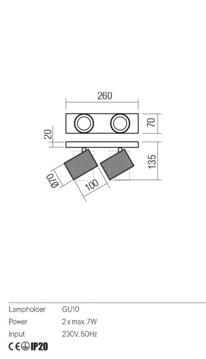 Plafoniera Redo DELPHI 01-3401 Alb mat GU10 2x7W   IP20 [2]