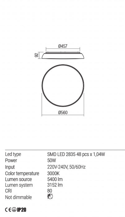Plafoniera REDO Erie 01-1682 LED 50W 3000K 3152lm Ø560 IP20 Nedimabila Black [3]